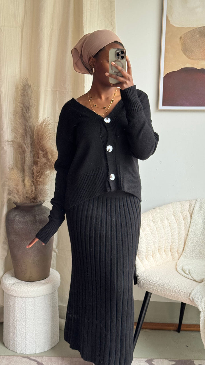 MARISA – Cozy Elegantes Strick-Set in Schwarz