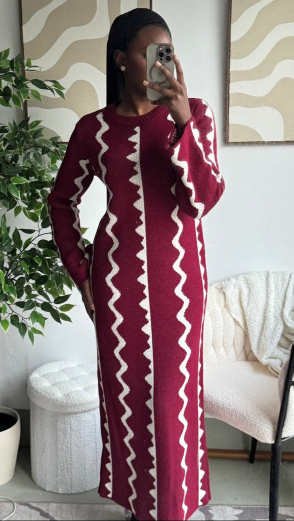 LANA – Knit Maxi Dress Bordeaux