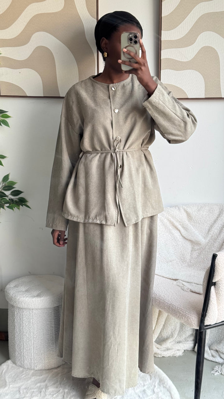 SAYALI – Cord-Zweiteiler in Olivgrün