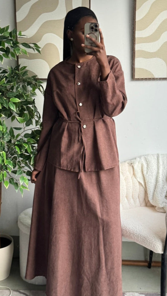 SAYALI – Cord-Zweiteiler in Schokoladenbraun