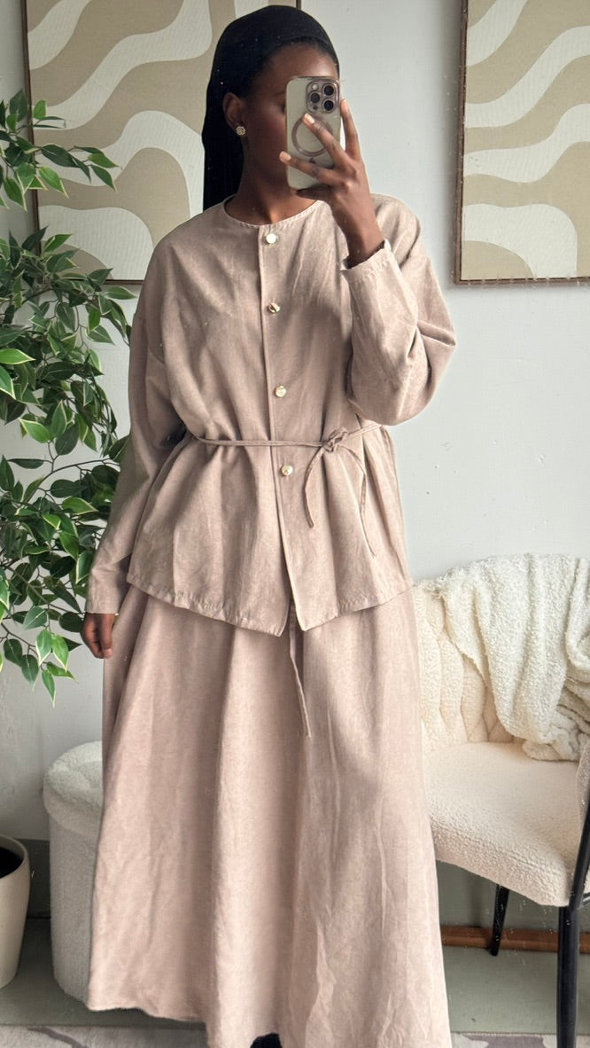 SAYALI – Cord-Zweiteiler in Sandstone