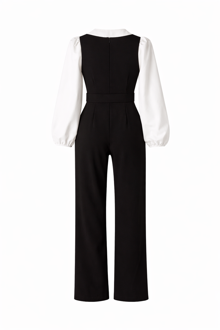 CARINA - Schwarzer Overall mit Hemd und Gürtel