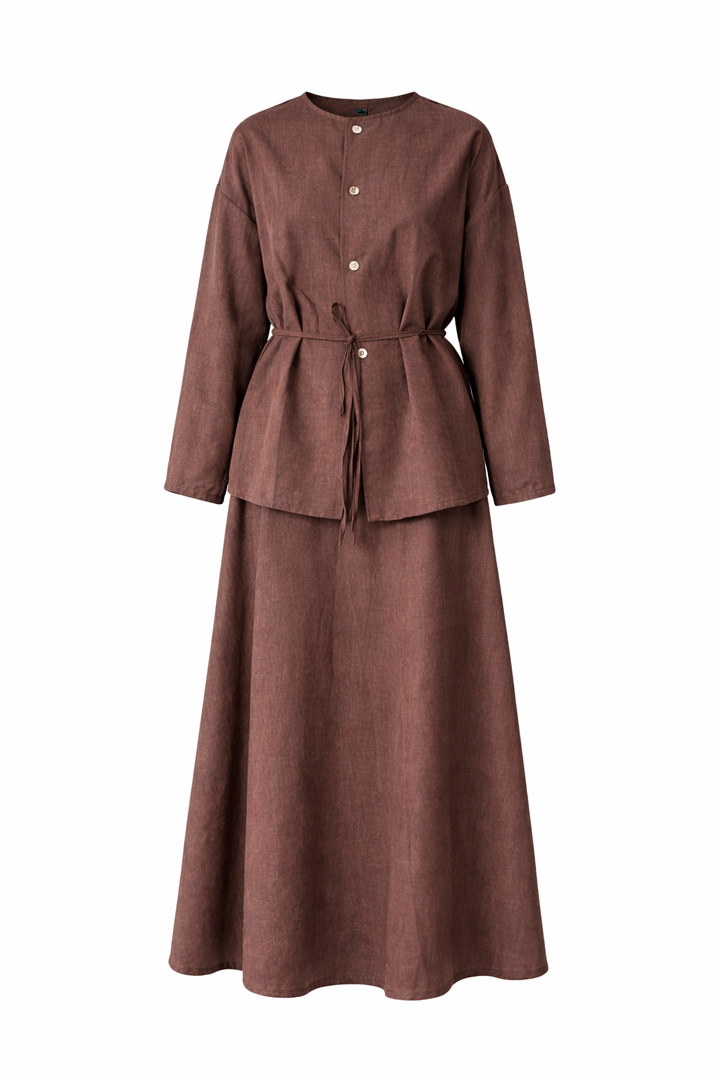 SAYALI – Cord-Zweiteiler in Schokoladenbraun