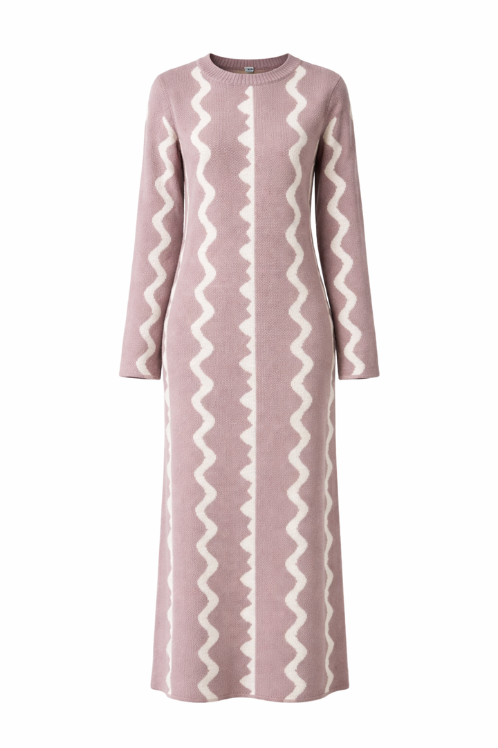 LANA – Knit Maxi Dress Taupe Wave