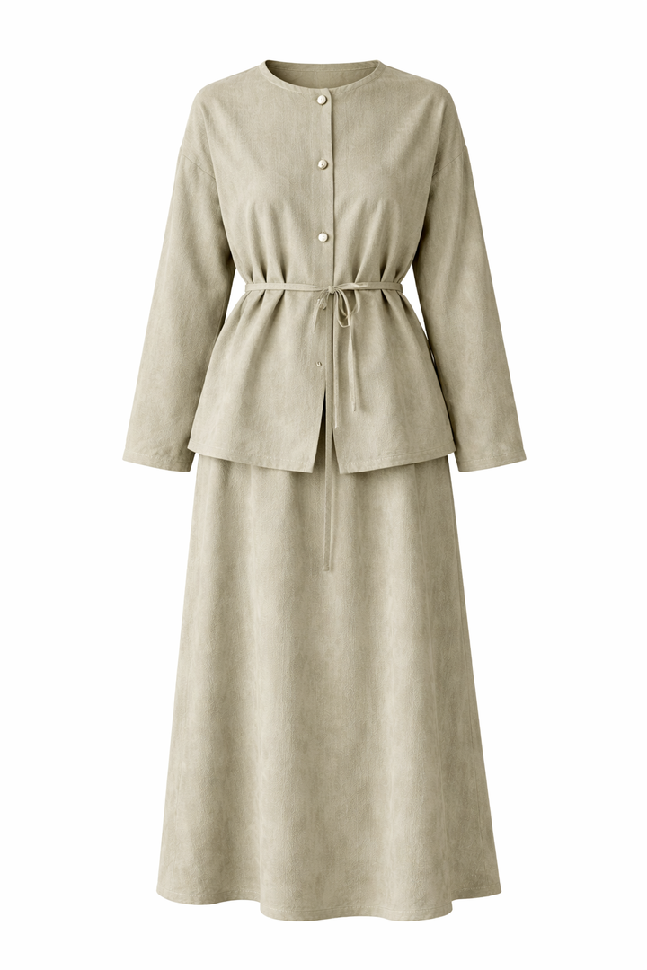 SAYALI – Cord-Zweiteiler in Olivgrün