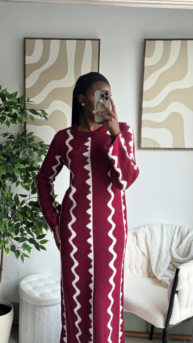 LANA – Knit Maxi Dress Bordeaux