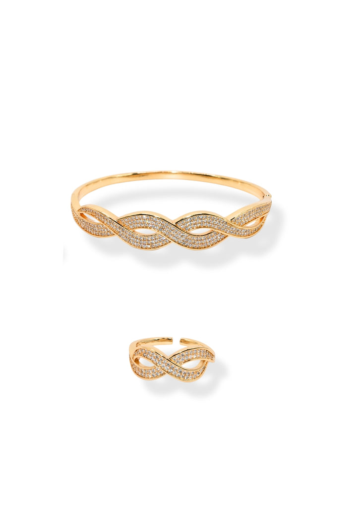 Golden Infinity - Armreif und Ring Set
