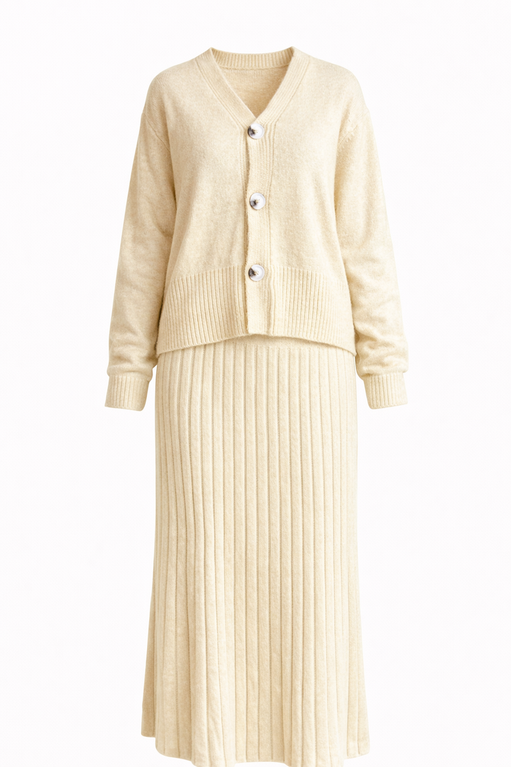MARISA – Cozy Elegantes Strick-Set in Creme