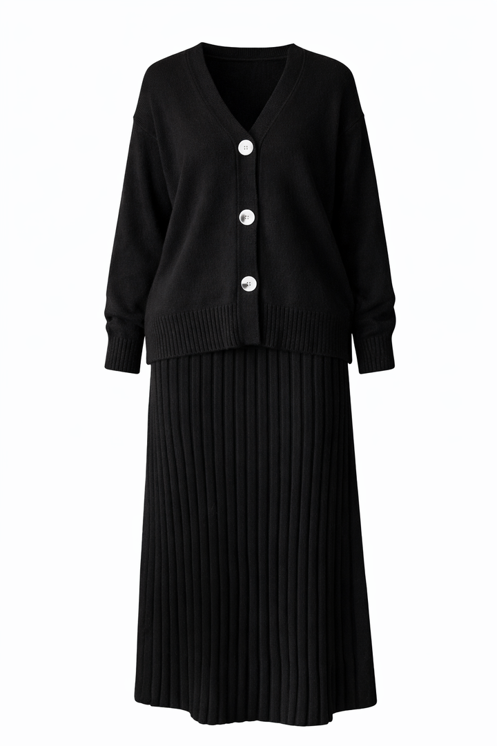 MARISA – Cozy Elegantes Strick-Set in Schwarz